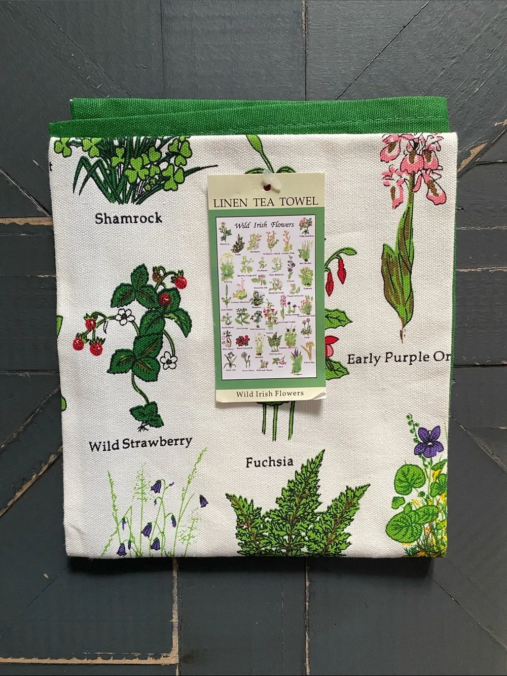 ☘️Linen Tea Towel☘️Wild Irish Flowers